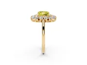 Princess Cut Floral Double Halo Engagement Ring Setting for a Fancy Yellow Lab-Grown Diamond | Plain Band | Yellow Gold