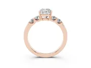 Cushion Cut Five Stone Engagement Ring Setting | Prong-Set Side Stones | Rose Gold