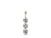 Round Lab-Grown Diamond Three-Stone Drop Pendant Necklace | Plain Bail | Rose Gold