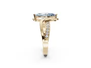 Marquise Bypass Solitaire Engagement Ring Setting for a Fancy Blue Lab-Grown Diamond | Pavé Strands | Yellow Gold