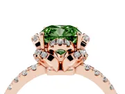 Cushion Cut Floral Petal Halo Engagement Ring Setting for a Fancy Green Lab-Grown Diamond | Pavé Band | Rose Gold