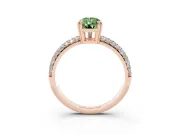 Pear-Shaped Three Row Pave Engagement Ring Setting for a Fancy Green Lab-Grown Diamond | Rose Gold