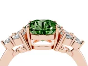 Round Cluster Side Stone Engagement Ring Setting for a Fancy Green Lab-Grown Diamond | Rose Gold