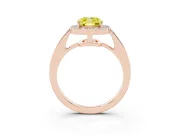 Fancy Yellow Cushion Cut Diamond Halo Pavé Engagement Ring Set in Rose gold with Bezel Setting