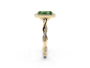 Emerald Cut Twist Halo Engagement Ring Setting for a Fancy Green Lab-Grown Diamond | Yellow Gold