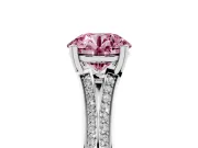 Round Pave Split Shank Engagement Ring Setting for a Fancy Pink Lab-Grown Diamond | Double Claw Prongs | Sterling Silver