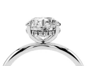 Round Cut Diamond Solitaire Engagement Ring Set in Platinum with Prong Setting and Polished Band