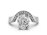 Oval Bypass Solitaire Engagement Ring Setting | Pavé Ribbon | Sterling Silver