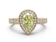 Pear-Shaped Milgrain Halo Engagement Ring Setting for a Fancy Yellow Lab-Grown Diamond | Wide Pavé Band | Yellow Gold