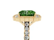 Radiant Cut Milgrain Floral Halo Engagement Ring Setting for a Fancy Green Lab-Grown Diamond | Pavé Band | Yellow Gold