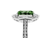Emerald Cut Halo Engagement Ring Setting for a Fancy Green Lab-Grown Diamond | Petal Tips | Platinum