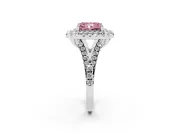 Radiant Cut Halo Split Shank Engagement Ring Setting for a Fancy Pink Lab-Grown Diamond | Sterling Silver