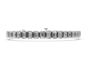 Emerald Cut Lab-Grown Diamond North-South Bezel Tennis Bracelet | Stepped Rims | Sterling Silver