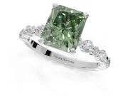 Radiant Cut Pavé Engagement Ring Setting for a Fancy Green Lab-Grown Diamond | Alternating Accents | Sterling Silver