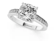 Cushion Cut Pave Solitaire Engagement Ring Setting | Accented Basket | White Gold