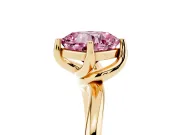 Cushion Cut Bypass Solitaire Engagement Ring Setting for a Fancy Pink Lab-Grown Diamond | Plain Band | Yellow Gold