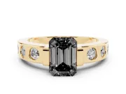Emerald Cut Tension Style Engagement Ring Setting for a Black Center | Yellow Gold