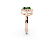 Heart-Shaped Scalloped Cluster Halo Engagement Ring Setting for a Fancy Green Lab-Grown Diamond | Plain Band | Rose Gold