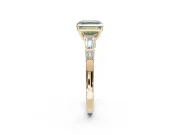 Asscher Cut Tapered Baguette Engagement Ring Setting for a Fancy Green Lab-Grown Diamond | Bar Set Sides | Yellow Gold