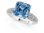 Asscher Cut Multi Row Pave Engagement Ring Setting for a Fancy Blue Lab-Grown Diamond | Platinum