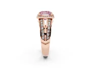 Princess Cut Halo Engagement Ring Setting for a Fancy Pink Lab-Grown Diamond | Two-Row Pave Split Shank | Rose Gold