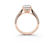 Asscher Cut Pavé Solitaire Engagement Ring Setting | Multi-Row Shoulders | Rose Gold