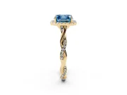 Asscher Cut Twist Halo Engagement Ring Setting for a Fancy Blue Lab-Grown Diamond | Yellow Gold