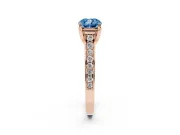 Cushion Cut Graduated Pavé Engagement Ring Setting for a Fancy Blue Lab-Grown Diamond | Rose Gold