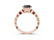 Round Milgrain Solitaire Engagement Ring Setting for a Black Center | Scalloped Band | Rose Gold