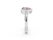 Fancy Pink Pear Cut Diamond Halo Engagement Ring Set in White gold with Plain Split Shank and Prong Setting