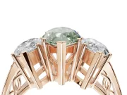 Marquise Three Stone Engagement Ring Setting for a Fancy Green Lab-Grown Diamond | Beaded Shoulders | Rose Gold