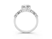 Radiant Cut Scattered Accent Engagement Ring Setting | Slim Band | Sterling Silver