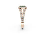 Emerald Cut Halo Pavé Engagement Ring Setting for a Fancy Green Lab-Grown Diamond | Narrow Split Shank | Rose Gold