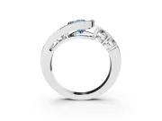 Fancy Blue Pear Cut Diamond Bezel Bypass Ring Set in Silver with Round Accents