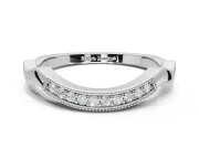 Round Lab-Grown Diamond Milgrain Deep Curve Wedding Band | Sculpted Shoulders | Sterling Silver