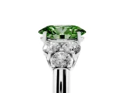 Oval Side Stone Engagement Ring Setting for a Fancy Green Lab-Grown Diamond | Platinum