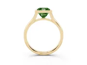 Fancy Green Bezel Set Princess Cut Diamond Solitaire Ring Set in Yellow gold with Tapered Band