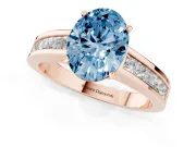 Oval Channel Set Engagement Ring Setting for a Fancy Blue Lab-Grown Diamond | Rose Gold