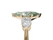 Marquise 3-Stone Engagement Ring Setting for a Fancy Green Lab-Grown Diamond | Yellow Gold