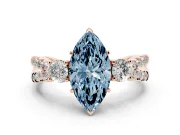 Marquise Three Stone Engagement Ring Setting for a Fancy Blue Lab-Grown Diamond | Rose Gold