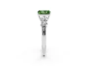Radiant Cut Five Stone Engagement Ring Setting for a Fancy Green Lab-Grown Diamond | Prong Set Side Stones | White Gold