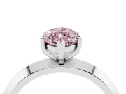 Fancy Pink Marquise Cut Diamond Solitaire Engagement Ring Set in White gold with Flat Band and Prong Setting