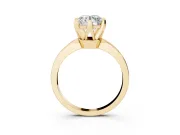 Round Cut Diamond Solitaire Engagement Ring Set in Yellow gold with Slim Tapered Solitaire Band