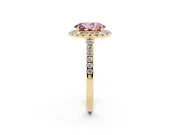 Oval Halo Engagement Ring Setting for a Fancy Pink Lab-Grown Diamond | Pave Shoulders | Yellow Gold