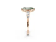 Marquise Tapered Baguette Engagement Ring Setting for a Fancy Green Lab-Grown Diamond | Rose Gold