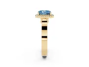 Radiant Cut Halo Engagement Ring Setting for a Fancy Blue Lab-Grown Diamond | Pavé Panel Shoulders | Yellow Gold