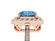 Radiant Cut Halo Engagement Ring Setting for a Fancy Blue Lab-Grown Diamond | Polished Halo Rim | Rose Gold