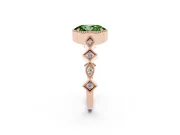 Fancy Green Oval Cut Diamond Milgrain Marquise Twist Band Ring Set in Rose gold with Prong Setting