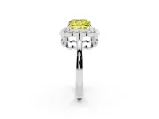 Princess Cut Scalloped Cluster Halo Engagement Ring Setting for a Fancy Yellow Lab-Grown Diamond | Plain Band | Platinum