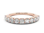Round Lab-Grown Diamond Prong Set Half Eternity Wedding Band | Raised Row | Rose Gold